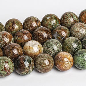 Brown Green Madagascar Green Opal Beads Genuine Natural Gemstone Round Loose Beads 6MM 8MM 10MM Bulk Lot Options