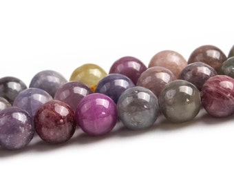 Multicolor Ruby Sapphire Beads Genuine Natural Grade AA Gemstone Round Loose Beads 5MM 6MM Bulk Lot Options