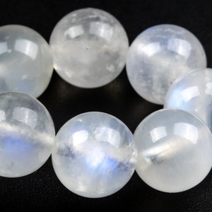 10MM doorschijnende regenboog maansteen kralen armband klasse A+ echte natuurlijke ronde edelsteen 7&quot; (124779h-4108)