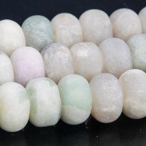 8x5MM Matte Milky Green Jade Beads Grade AAA Genuine Natural Gemstone Rondelle Loose Beads 15&quot; / 7.5&quot; Bulk Lot Options (110588)