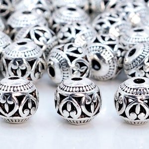 8MM Antique Silver Tone Tibetan Spacer Beads Round 10 Pcs Bulk Lot Options (60462-1668)