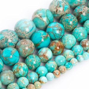 Mint Blue Green Sea Sediment Imperial Jasper Beads Grade AAA Gemstone Round Loose Beads 4MM 6MM 8MM 10MM Bulk Lot Options