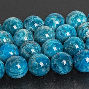 Blue Apatite Beads Genuine Natural Grade AA Gemstone Round Loose Beads 6MM 8MM 10MM Bulk Lot Options