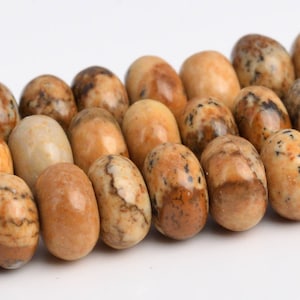 Picture Jasper Beads Grade AAA Genuine Natural Gemstone Rondelle Loose Beads 6MM 8MM Bulk Lot Options