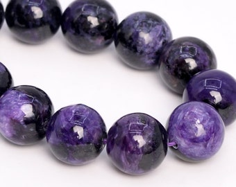 13MM Dark Color Charoite Beads Russia Grade A Genuine Natural Gemstone Half Strand Round Loose Beads 7.5" Bulk Lot Options (108984h-2838)