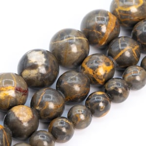 Kaffee-Jaspis-Perlen, goldenes Rissmuster, echter natürlicher AAA-Edelstein, runde lose Perlen, 6 mm, 8 mm, 10 mm, Bulk-Lot-Optionen