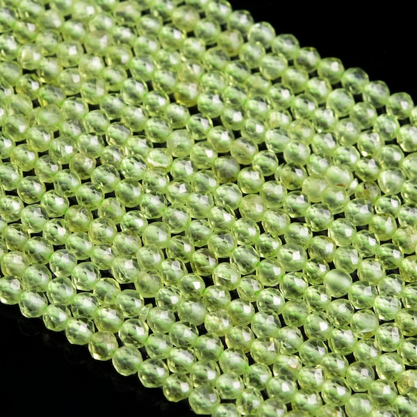 3MM Peridot Beads Grade AAA Genuine Natural Gemstone Full Strand Faceted Round Loose Beads 15" Bulk Lot Options (107642-2496)