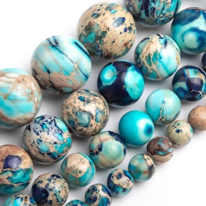 Blue Sea Sediment Imperial Jasper Beads Grade AAA Gemstone Round Loose Beads 4MM 6MM 8MM 10MM Bulk Lot Options
