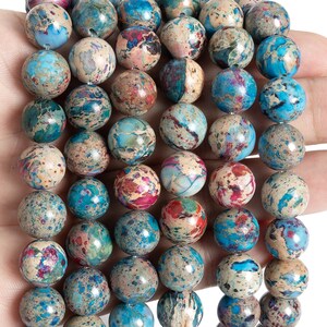 Icy Blue & Purple Sea Sediment Imperial Jasper Beads Grade AAA Gemstone Round Loose Beads 4MM 6MM 8MM 10MM 12MM Bulk Lot Options image 2