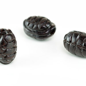 15x10MM-14x8MM Natural Ebony Black Sandalwood Handcrafted Turtle Shell Carved Beads Loose Beads 2 Beads (50767-251)
