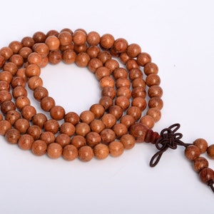 6MM Fragrant Burmese Rosewood Mala Beads 108 Pcs Natural Wood Round Beads 27" BULK LOT 1,3,5,10 and 50 (80039-587)