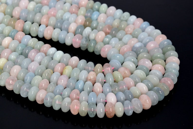 10x6MM Beryl Morganite Aquamarine Beads Africa AAA Genuine Natural Gemstone Full Strand Rondelle Beads 15.5 Bulk Lot Options 107967-2608