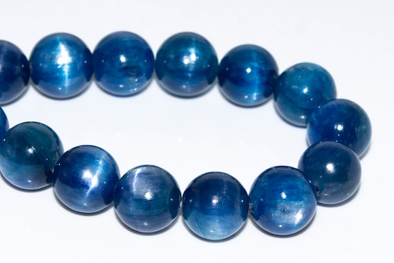8mm Round Cats Eye Beads - LIGHT BLUE AA Grade