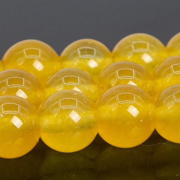 8MM Honey Yellow Jade Beads Grade AAA Natural Gemstone Full Strand Round Loose Beads 15" BULK LOT 1,3,5,10 and 50 (100993-841)