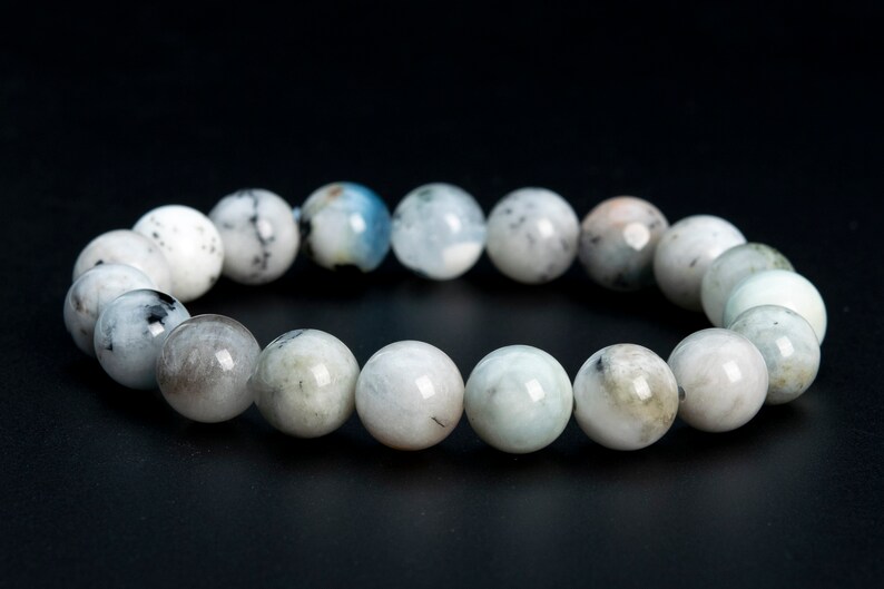ONLY ONE 9-10MM Multicolor Aquamarine Biotite Inclusions Bead Brazil Grade B Genuine Natural Half Strand Round Loose Beads 7 114093h-3762