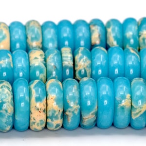 10x3MM Sky Blue Imperial Jasper Beads Grade AAA Natural Gemstone Full Strand Rondelle Loose Beads 15&quot; (101894-892)