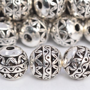 8MM Antique Silver Tone Tibetan Spacer Beads Round 10 Pcs Bulk Lot Options (60300-1592)