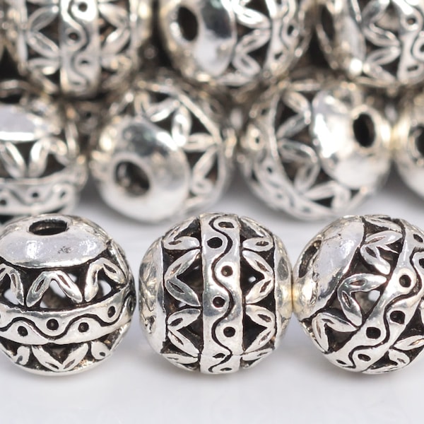 8MM Antique Silver Tone Tibetan Spacer Beads Round 10 Pcs Bulk Lot Options (60300-1592)