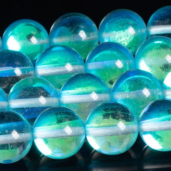 Aqua Blue Mystic Aura Quartz Beads Round Loose Beads 6MM 8MM 10MM 12MM Bulk Lot Options