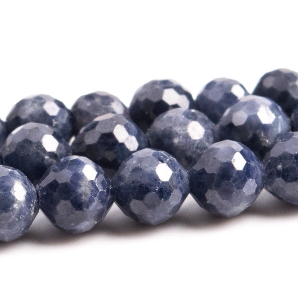 4MM Deep Blue Sapphire Beads Grade AA Genuine Natural Gemstone Micro Faceted Round Loose Beads 15.5" / 7.5" Bulk Lot Options (124451)