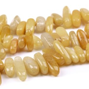 12-24x3-5MM Yellow Jade Beads Stick Pebble Chip Grade AAA Genuine Natural Gemstone Loose Beads 14.5&quot; 7&quot; Bulk Lot Options (111229-3334)
