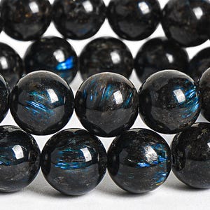 11MM Arfvedsonite Grade AA Genuine Natural Blue Iridescence Gemstone Half Strand Round Loose Beads 7.5&quot; Bulk Lot Options (116280h-1754)
