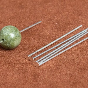 25x0.6MM Sterling Silver Head Pin Flat End 10 Pcs Solid Silver (64776-2172)