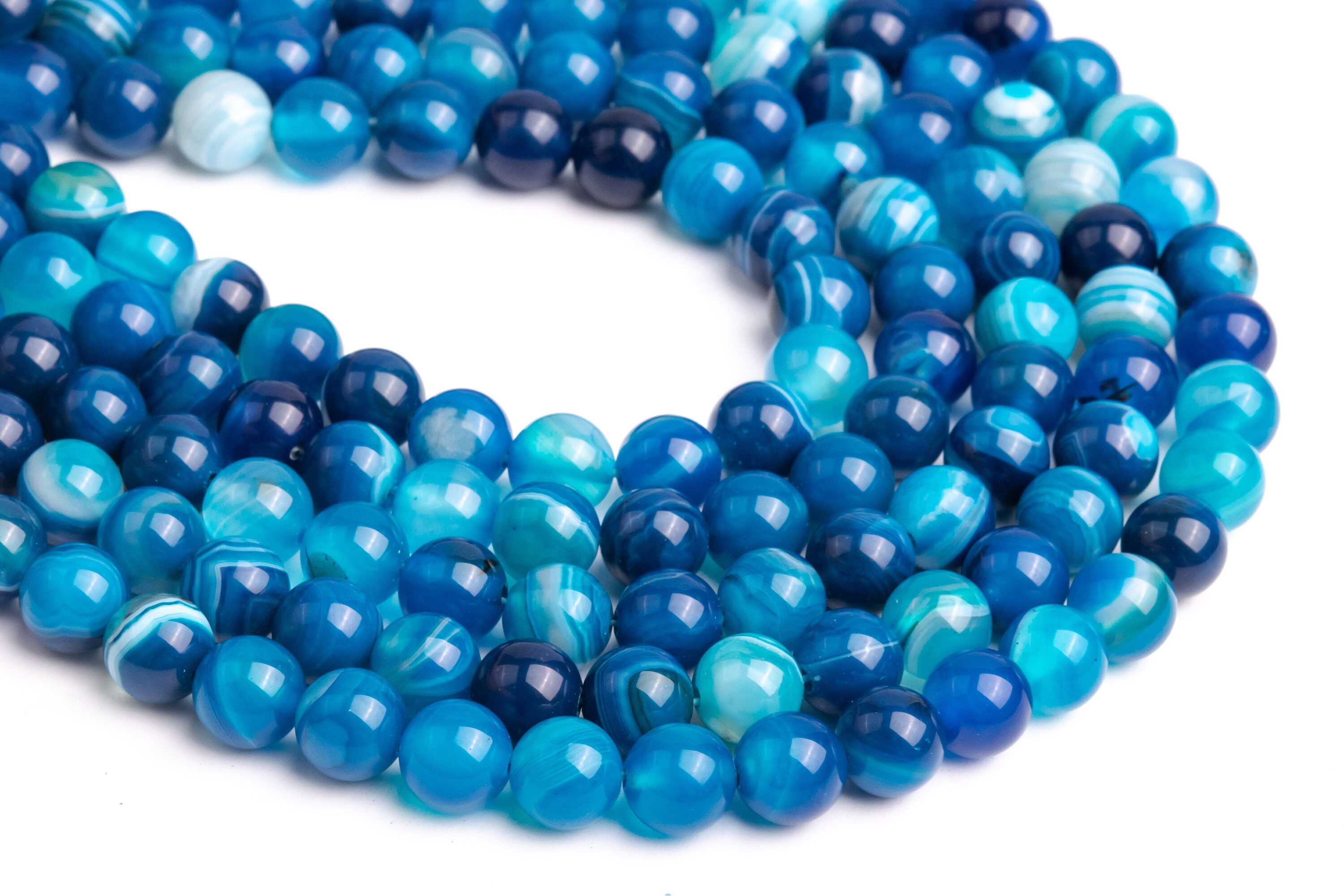 Perline di agata blu effloresce, perline di agata screpolata, perline