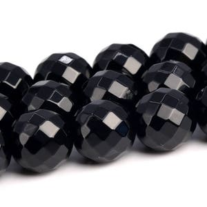 Black Agate Beads Grade AAA Genuine Natural Gemstone Micro Faceted Round Loose Beads 8MM 10MM Bulk Lot Options