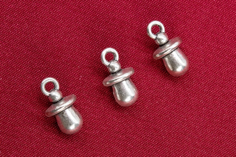 65896-3353 13x7x2MM Pacifier Charm Antique Sliver Tone Zinc Metal Alloy Charm 10 Pcs Bulk Lot Options
