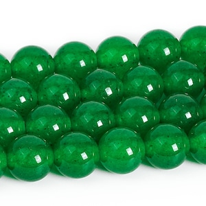 7-8MM Dark Green Jade Beads Grade AAA Gemstone Full Strand Round Loose Beads 15"/7.5" Bulk Lot Options (101011)