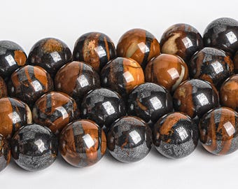 Black Brown Tiger Iron Beads Genuine Natural Grade AA Gemstone Round Loose Beads 8MM 10MM Bulk Lot Options