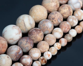 Matte Milky White Sea Sediment Imperial Jasper Beads Grade AAA Round Loose Beads 4MM 6MM 8MM 10MM Bulk Lot Options