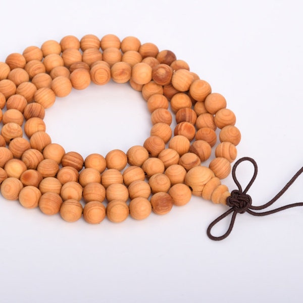 6MM Fragrant Thuja Sutchuenensis Mala Beads 108 Pcs Natural Wood Round Beads 27" BULK LOT 1,3,5,10 and 50 (80026-822)