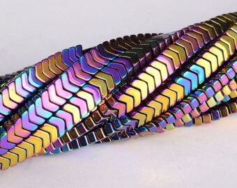 4x2MM Rainbow Hematite Beads Arrow Grade AAA Natural Gemstone Full Strand Loose Beads 15.5" BULK LOT 1,3,5,10 and 50 (104830-1301)