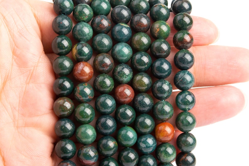 Dark Green Blood Stone Beads Grade AAA Genuine Natural Gemstone Round Loose Beads 4MM 6MM 8MM 10MM Bulk Lot Options image 2