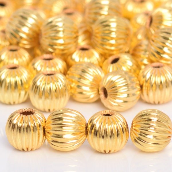 6MM Gold Tone Spacer Beads Corrugated Round 20 Pcs Bulk Lot Options (60172-1545)