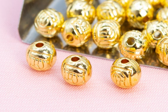 Metal Round Spacers Beads Gold  Loose Beads Gold Silver Spacer