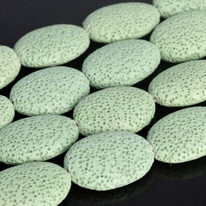 26 x 20 MM Grüne Vulkanische Lava Perlen Flach Oval AAA Natürliche Edelstein Volle Strang Lose Perlen 15 &quot;BULK LOT 1,3,5,10,50 (104996-1340)
