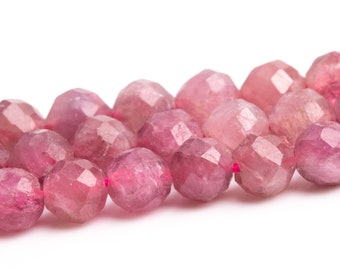 Cuentas de turmalina rosa de 3-4 mm, piedra preciosa natural brasileña genuina, cuentas redondas facetadas sueltas, lote de 38 cm (107631-2493)