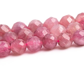 3-4MM Pink Tourmaline Beads Brazil Genuine Natural Gemstone Full Strand Faceted Round Loose Beads 15" Bulk Lot Options (107631-2493)