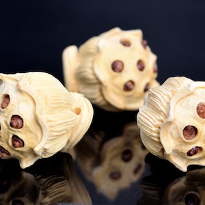 1 Pcs 22x18MM Natural Boxwood Handcrafted Beads Lotus Seedpod Carved Bulk Lot Options (80282-724)