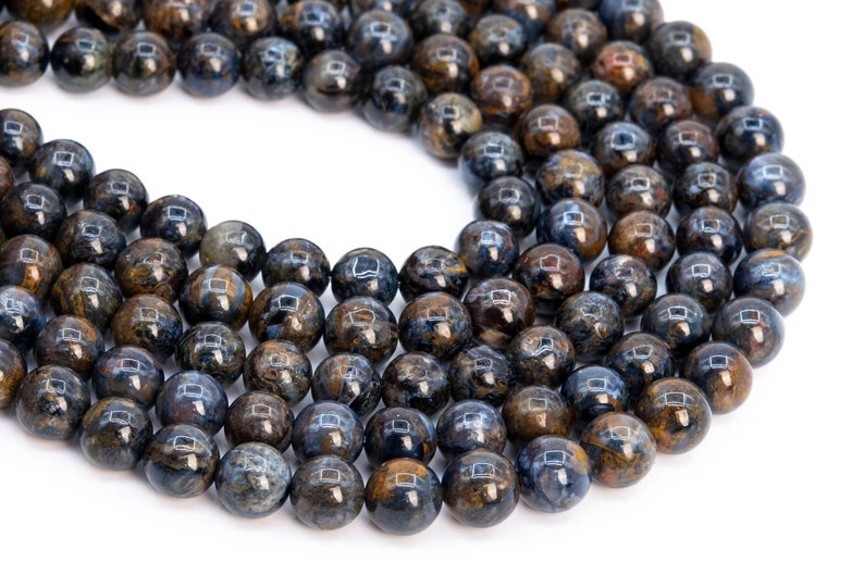 113533h-3717 7MM Stormy Ocean Blue Pietersite Beads Yellow Red Mix Grade AAA Genuine Natural Half Strand Round Beads 7 Bulk Lot Options