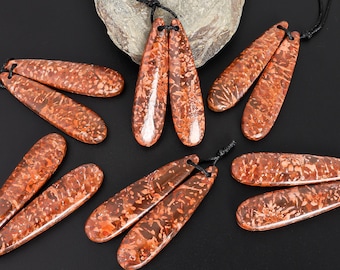 Brown Firework Jasper Teardrop Earring Pair Grade AA Drilled Matched One of a Kind Natural Gemstone