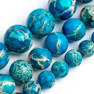 Sky Blue Sea Sediment Imperial Jasper Beads Grade AAA Gemstone Round Loose Beads 4MM 6MM 8MM 10MM Bulk Lot Options