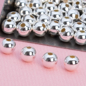 5 MM sterlingzilveren afstandkralen, rond 10 stuks massief zilver (63950-2182)