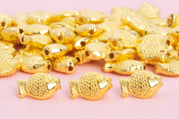 11x8mm 18k Gold Tone Spacer Beads Fish 20 Pcs Bulk Lot Options 64292-2483 