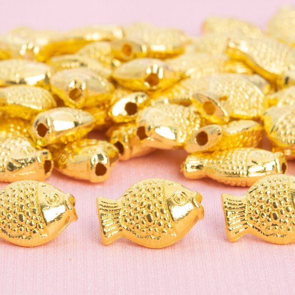 11x8MM 18k Gold Tone Spacer Beads Fish 20 Pcs Bulk Lot Options (64292-2483)