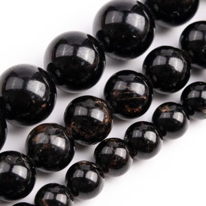 Black Tourmaline Beads Genuine Natural Grade AA Gemstone Round Loose Beads 6MM  8MM 10MM Bulk Lot Options