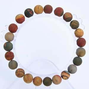 8MM Matte Red Creek Jasper Beads Bracelet Grade AAA Genuine Natural Round Gemstone 7&quot; BULK LOT 1,3,5,10 and 50 (106750h-075)